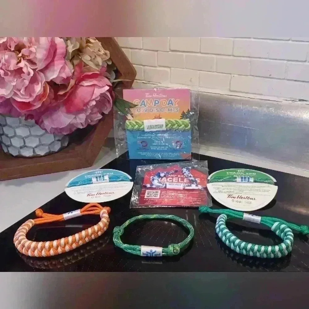 Tim Horton's Collectible Camp Day Charity Bracelet Bundle 4 NWT & 3 Pre-Owned
